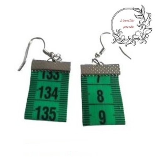 Boucles d'oreilles mètre ruban vert