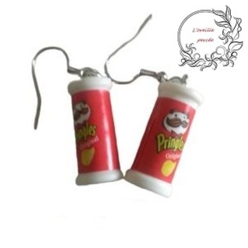 Boucle d'oreille boîte de chips rouge