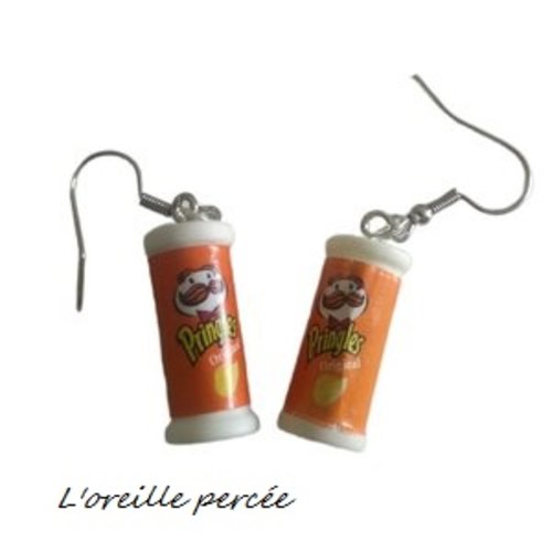 Boucle d'oreille boîte de chips orange