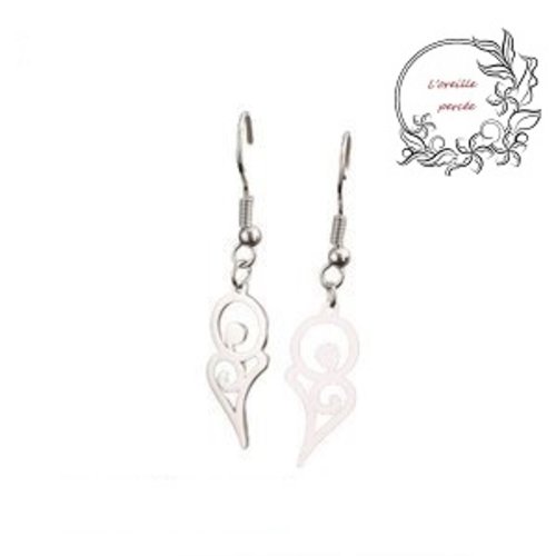Boucle d'oreille pendante acier inoxydable
