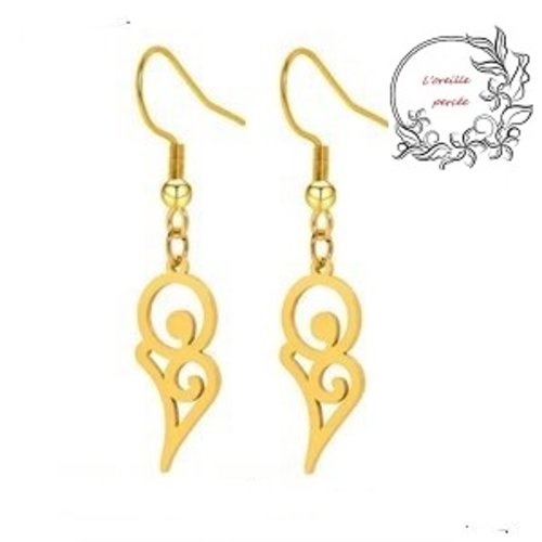 Boucle d'oreille pendante dorée