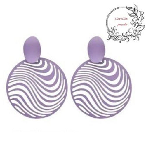 Boucle d'oreille estampe cercle mauve