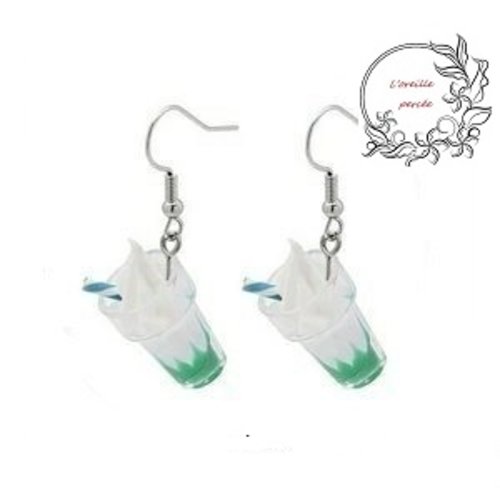 Boucle d'oreille milkshake à la menthe verte