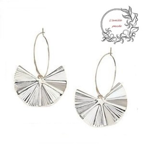Boucle d'oreille ventilateur argent