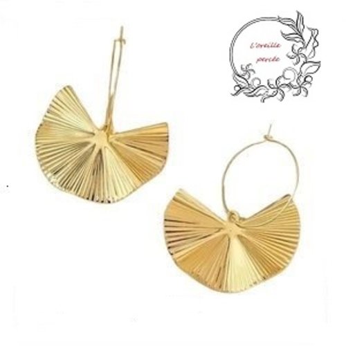 Boucle d'oreille ventilateur doré