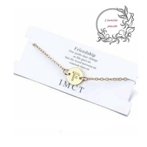 Bracelet doré lettre f