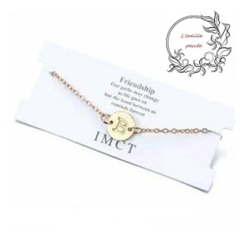 Bracelet doré lettre b