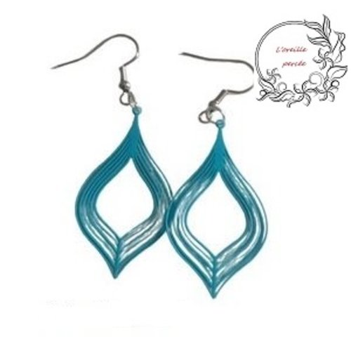 Boucle d'oreille estampe filiforme turquoise
