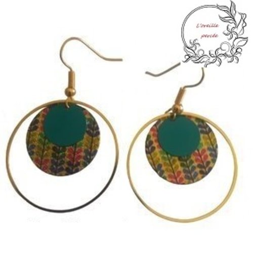 Boucle d'oreille pendante à motif