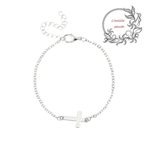 Bracelet argenté croix argentée