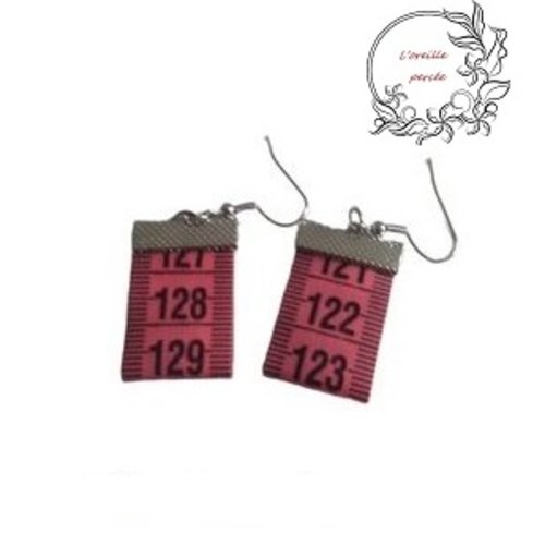 Boucles d'oreilles mètre ruban rose