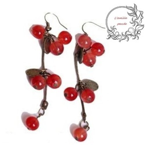 Boucle d'oreille style cerise