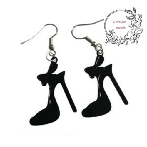 Boucle d'oreille talon aiguille noir