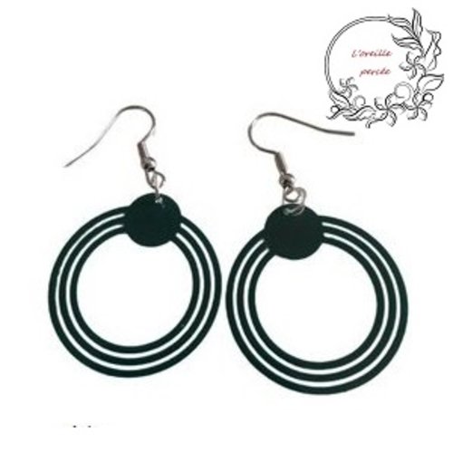 Boucle d'oreille trio de cercle vert foncé
