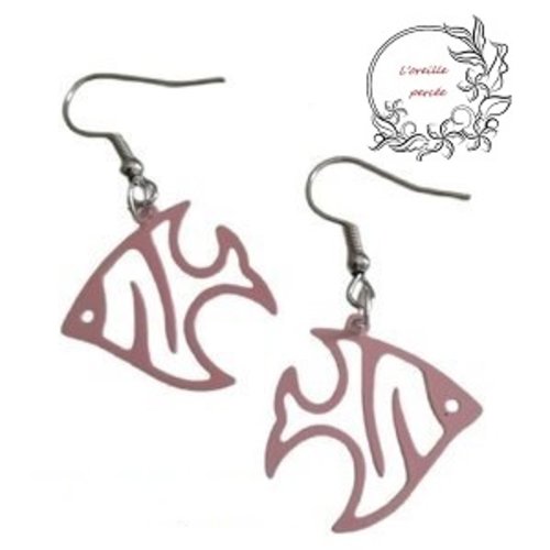 Boucle d'oreille poisson rose