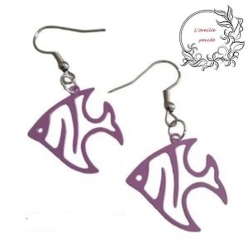 Boucle d'oreille poisson parme