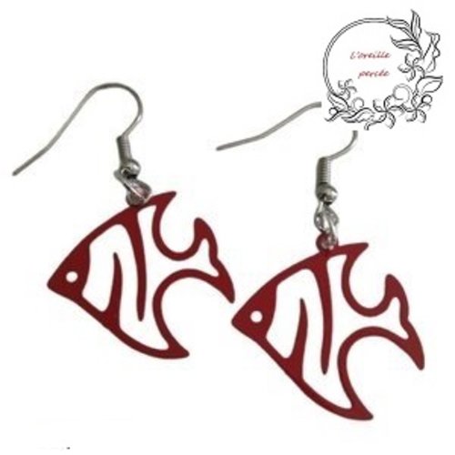 Boucle d'oreille poisson rouge