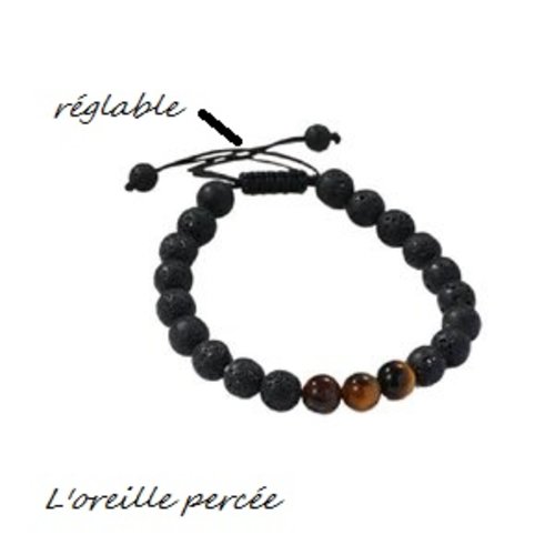 Bracelet tressé oeil de tigre et cratère