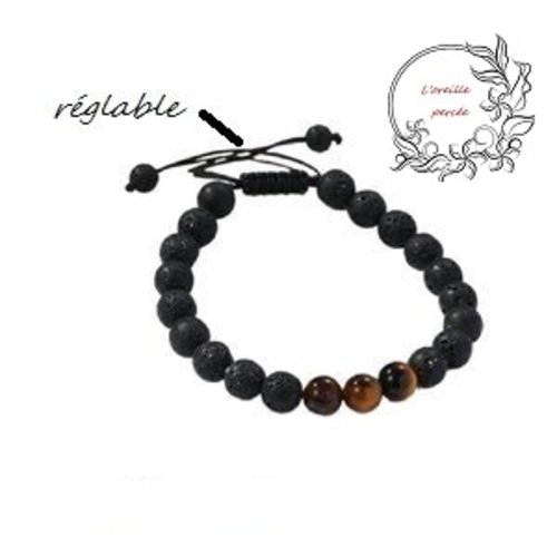 Bracelet tressé oeil de tigre et cratère