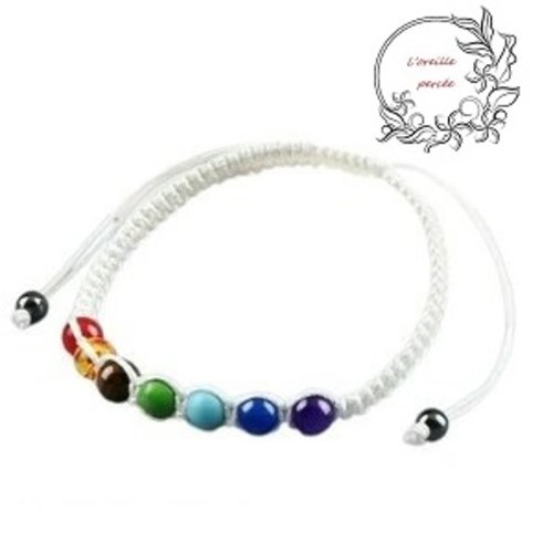 Bracelet tressé 7 perles de chakra