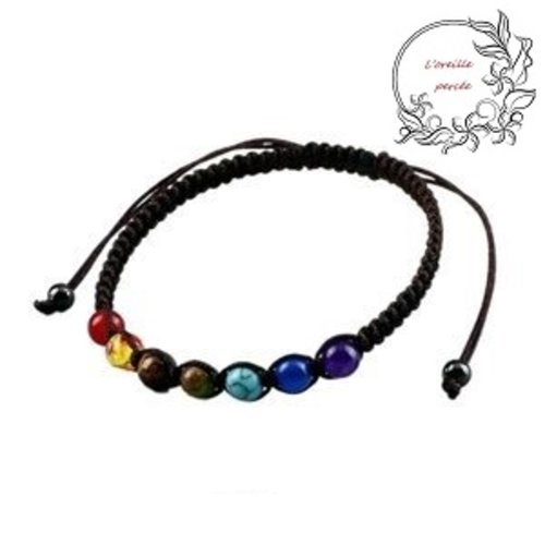 Bracelet tressé 7 perles de chakra