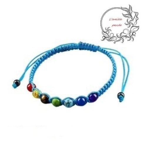 Bracelet tressé 7 perles de chakra