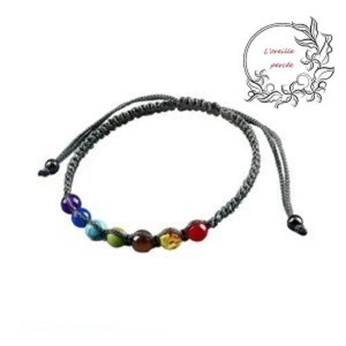 Bracelet tressé 7 perles de chakra
