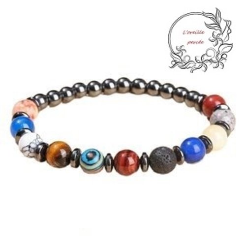 Bracel stème solaire et hématite