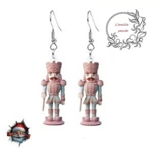 Boucle d'oreille casse noisette rose