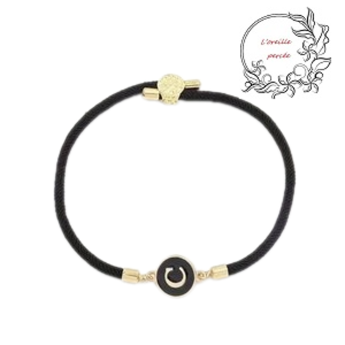 Bracelet cordon noir lettre c