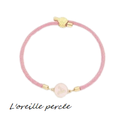 Bracelet cordon rose lettre a