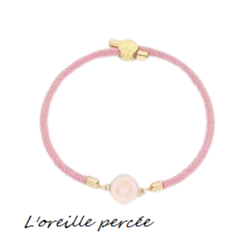 Bracelet cordon rose lettre c