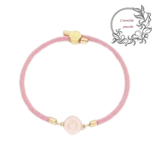 Bracelet cordon rose lettre c