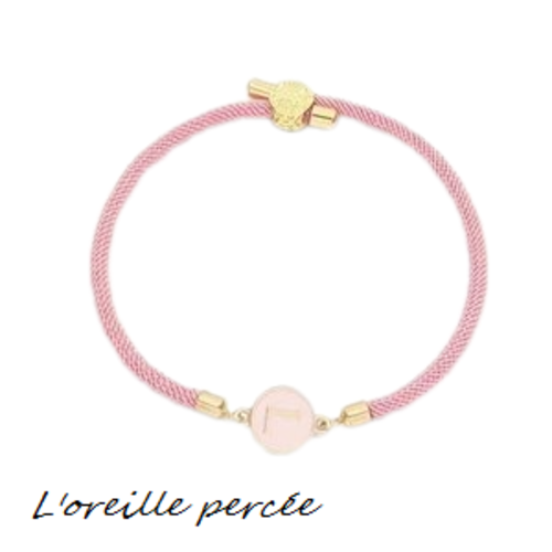 Bracelet cordon rose lettre l