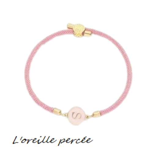 Bracelet cordon rose lettre s
