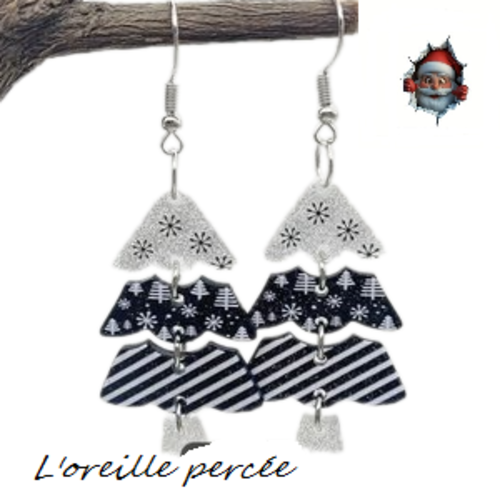 Boucle d'oreille sapin de noël