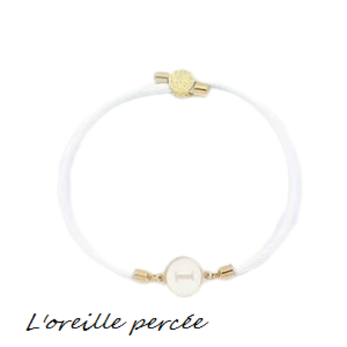 Bracelet cordon blanc lettre i