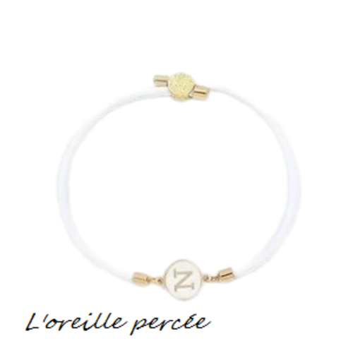 Bracelet cordon blanc lettre n