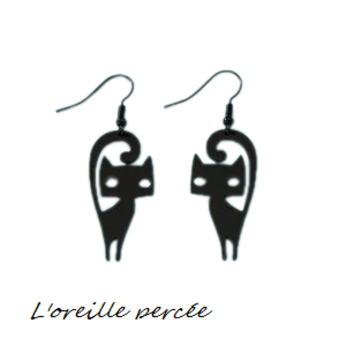 Boucle d'oreille chat noir