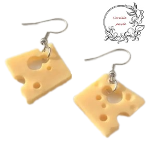 Boucle d'oreille tranche de fromage