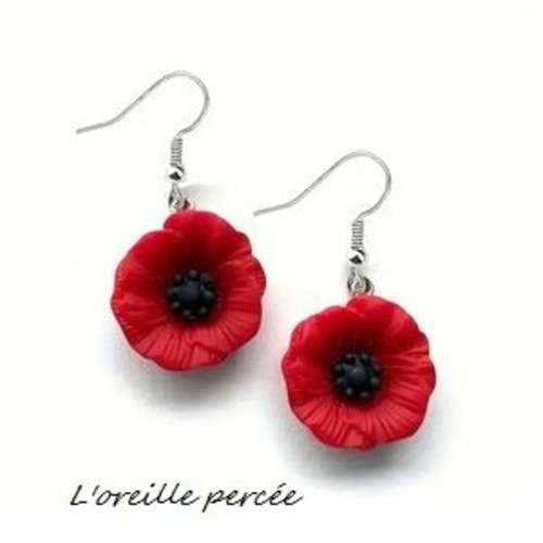 Boucle d'oreille joli coquelicot