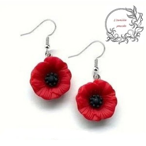 Boucle d'oreille joli coquelicot