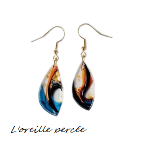 Boucle d'oreille larme multicouleur