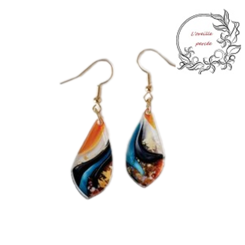 Boucle d'oreille géométrique  multicouleur