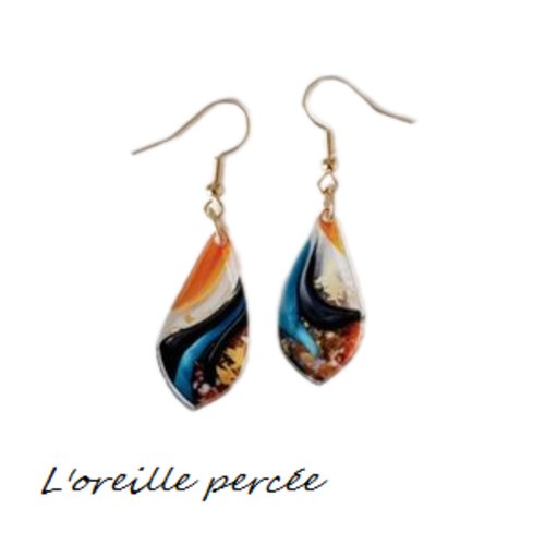Boucle d'oreille géométrique  multicouleur