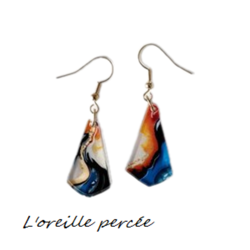Boucle d'oreille géométrique  multicouleur