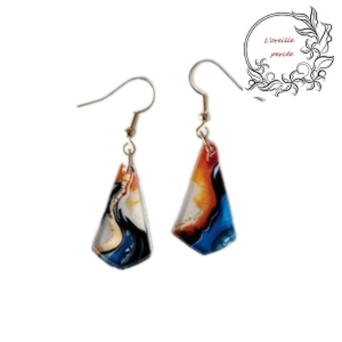 Boucle d'oreille géométrique  multicouleur