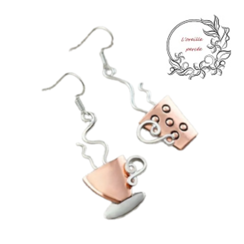 Boucle d'oreille duo de tasses
