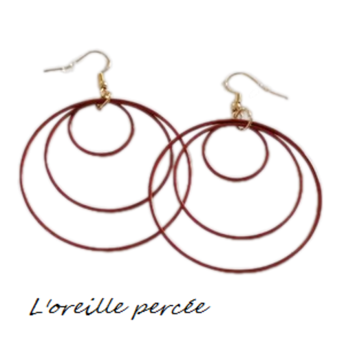 Boucle d'oreille trio de cercle rouge