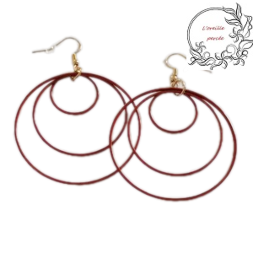 Boucle d'oreille trio de cercle rouge